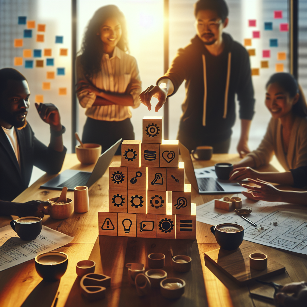 Organigramm neben Laptop und Schutzschild, Unternehmensstruktur als Haftungsschutz