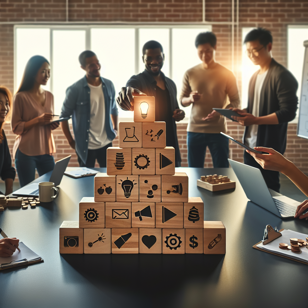 Geschäftspersonen tragen Umzugskartons vor Bürogebäude, im Hintergrund Landkarte und Steuerunterlagen