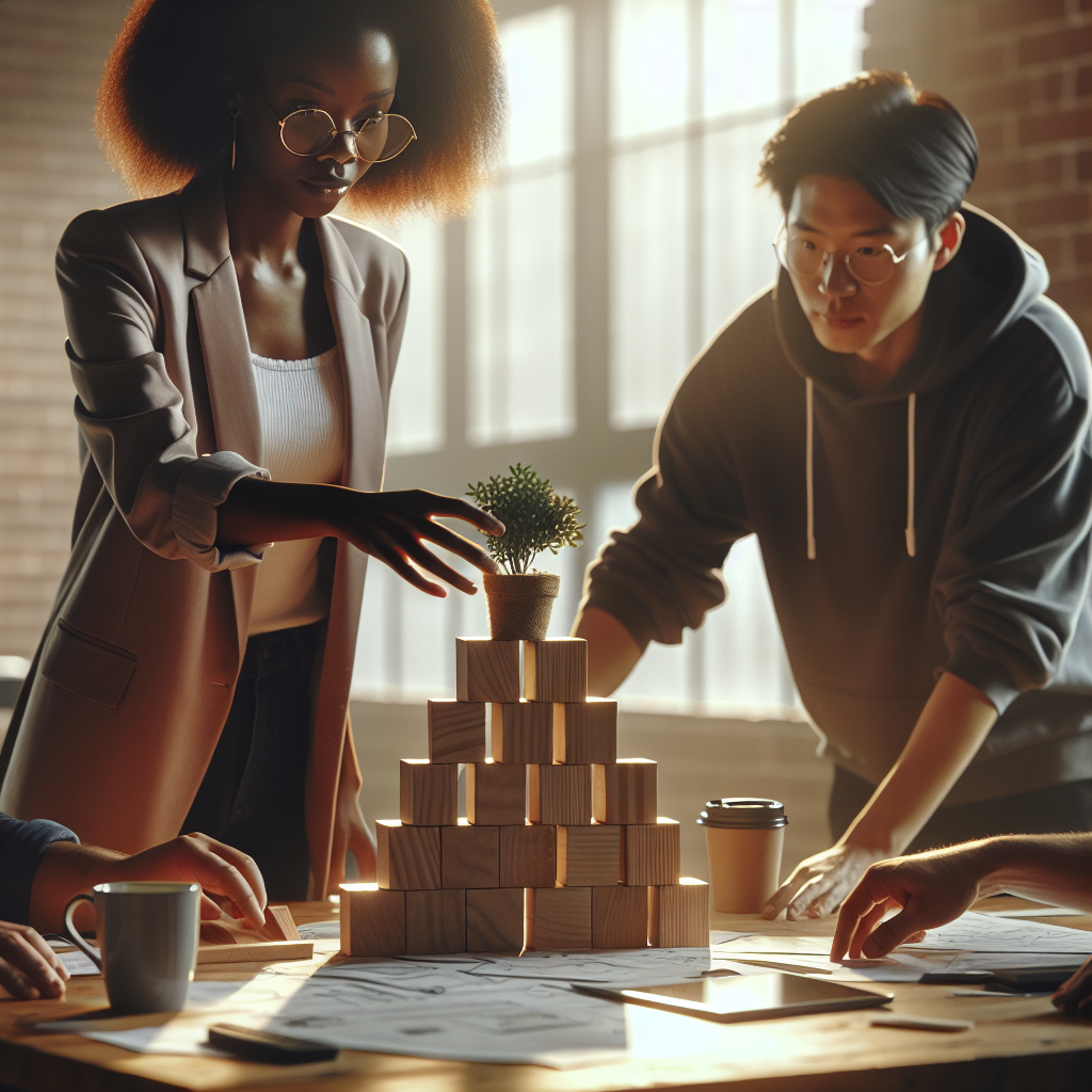 Systemarchitekt am Schreibtisch mit Laptop, Steuerunterlagen und Strukturplan