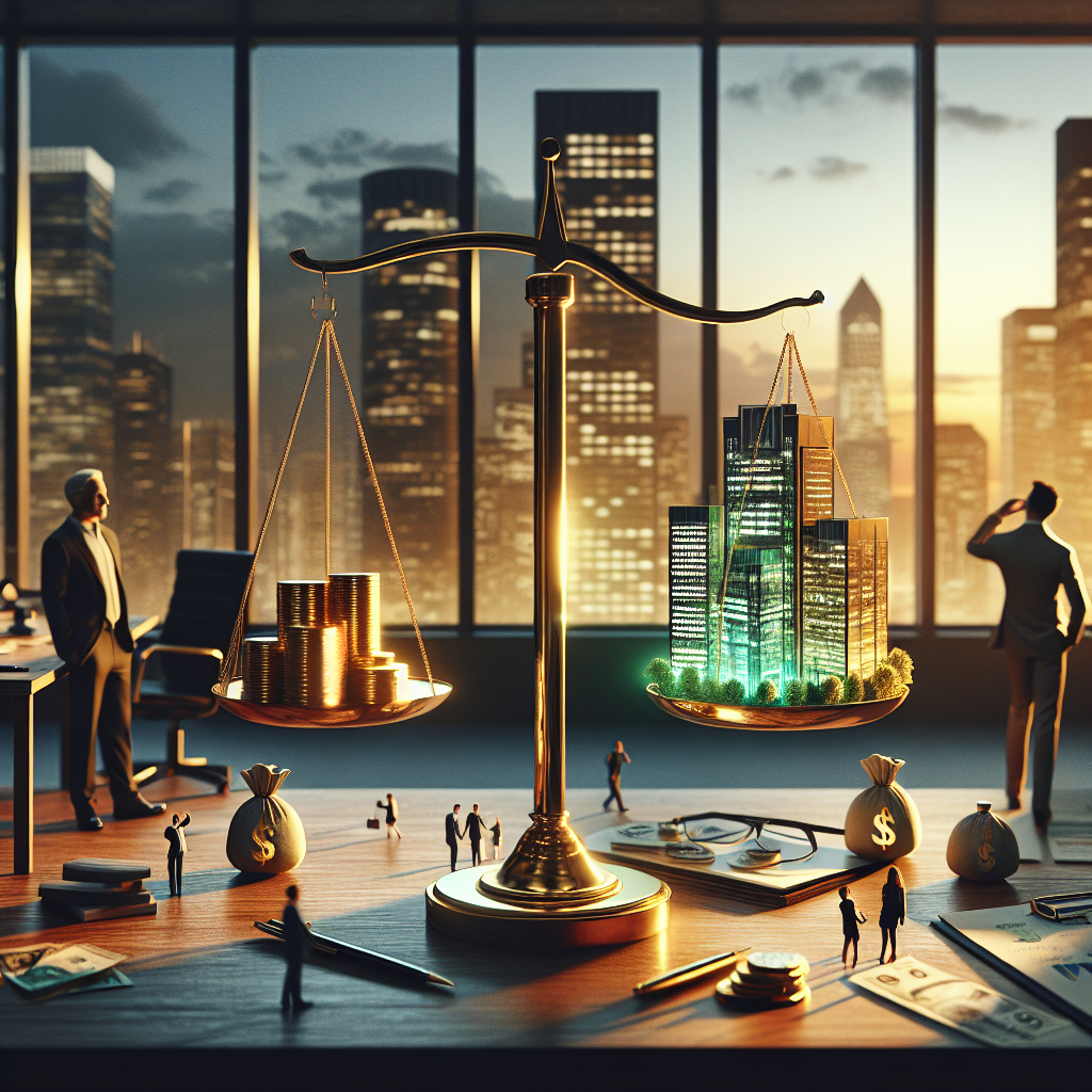 Schreibtisch mit Goldbarren links, Laptop mit Cashflow-Diagramm, Finanzunterlagen zu Exit und Steuern rechts