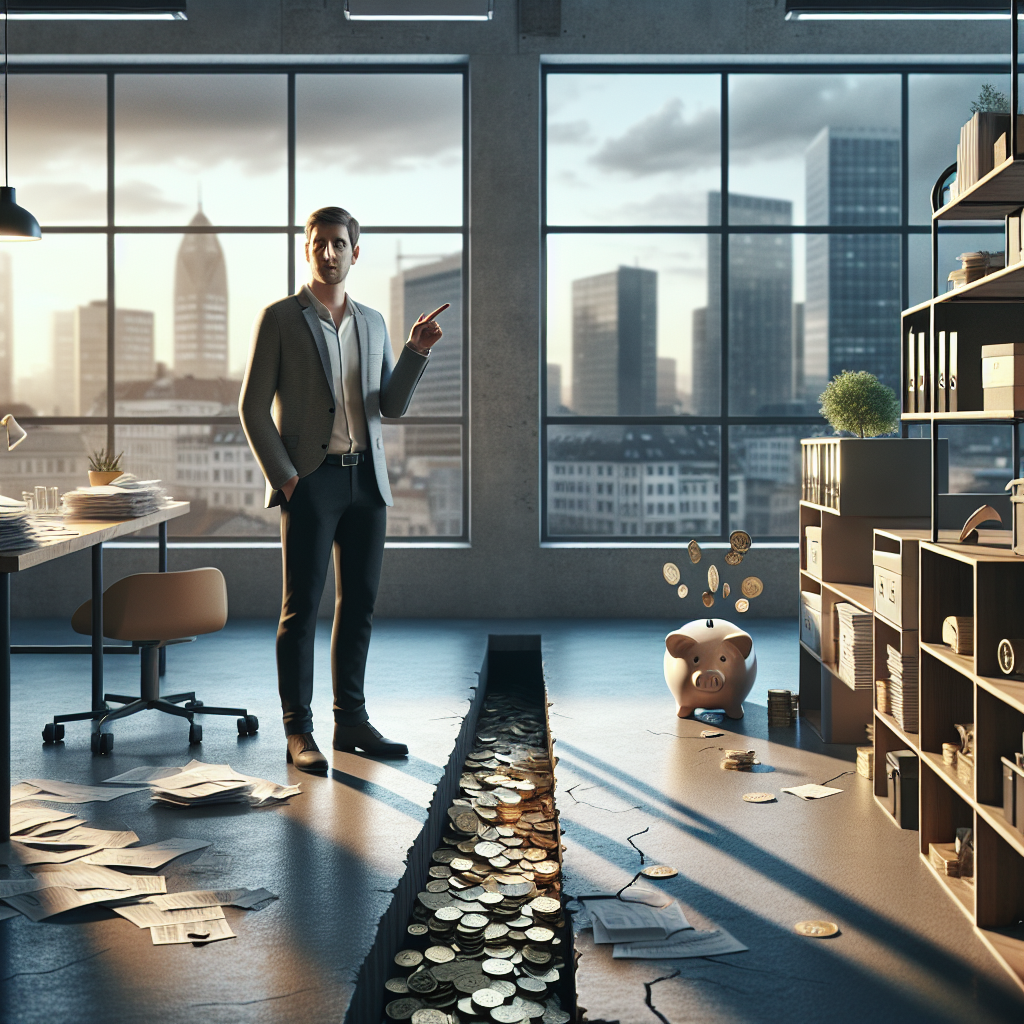 Unternehmer prüft GmbH-Unterlagen am Laptop mit Taschenrechner und Cashflow-Diagramm