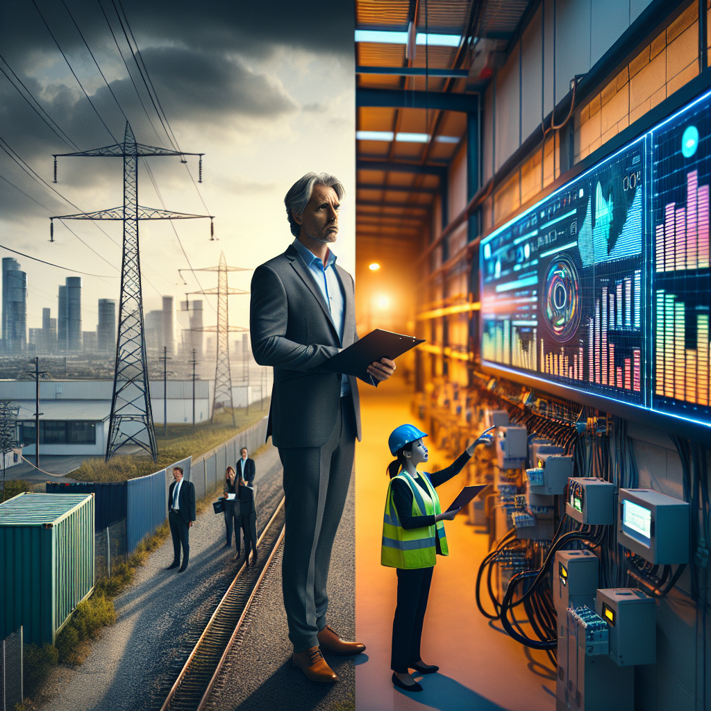 Solaranlage auf Firmendach zur Eigenstromerzeugung, sichtbarer Batteriespeicher