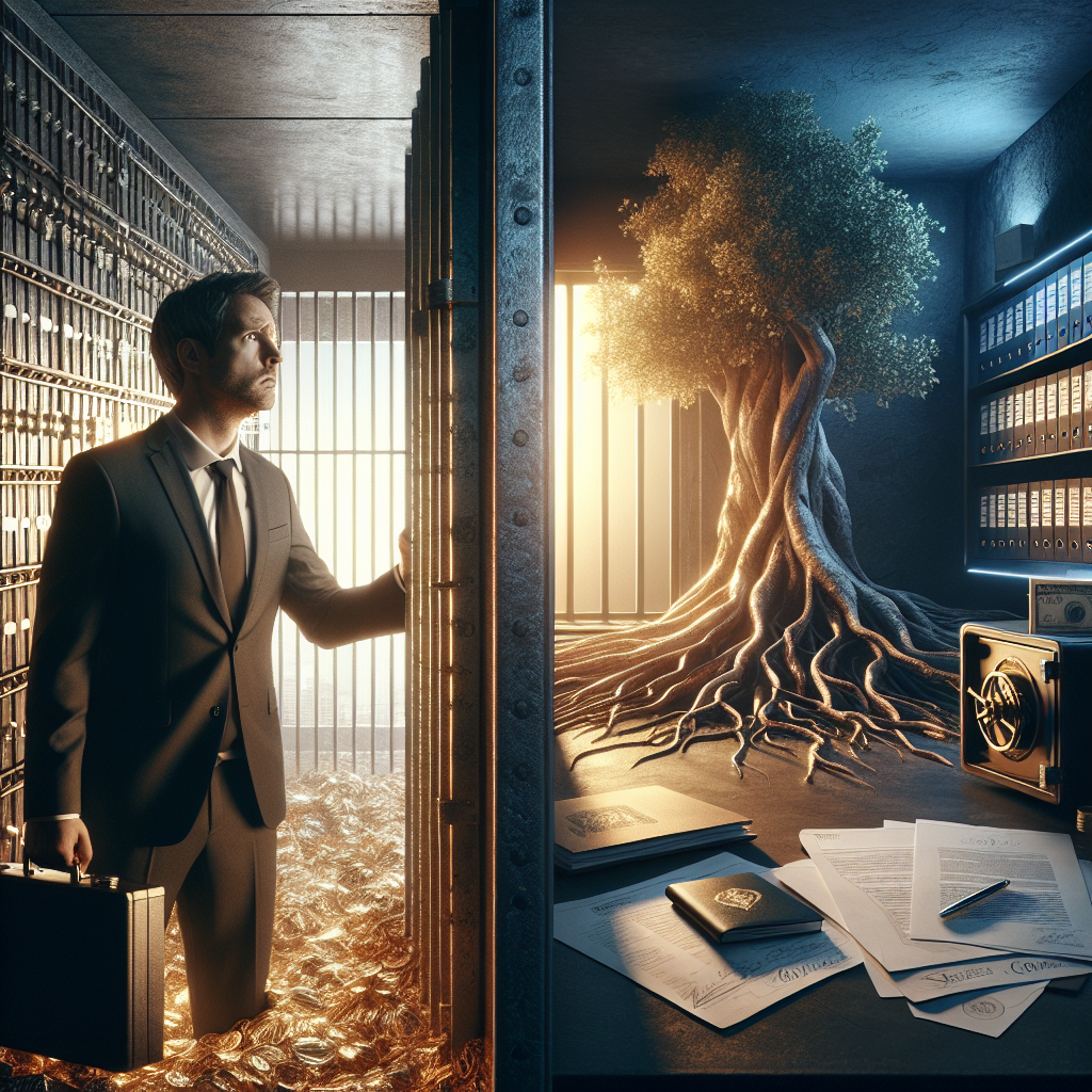 Unternehmerhand greift Goldbarren in geöffnetem Bankschließfach