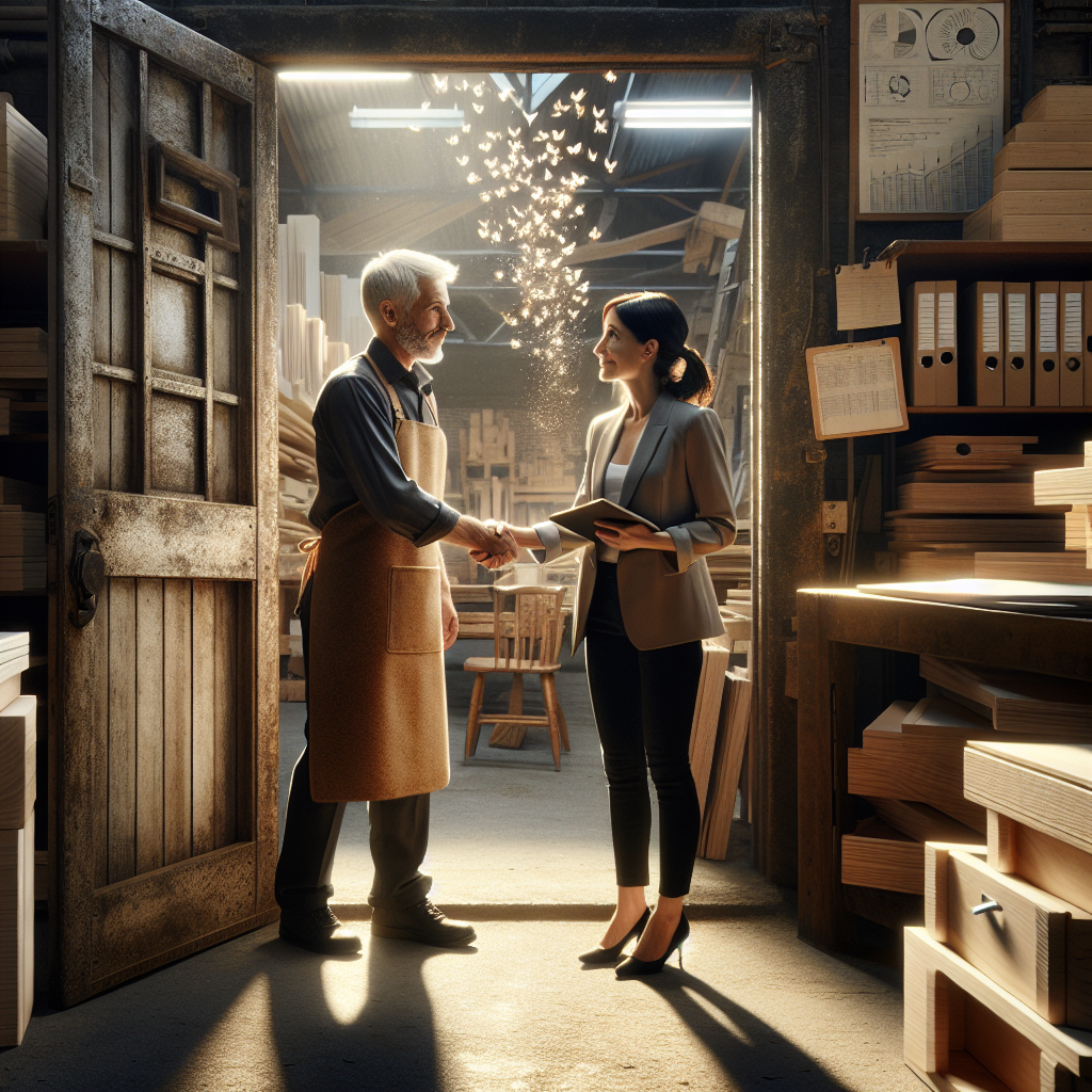 Unternehmer am Schreibtisch mit Laptop, Aktenordnern und kleiner EU‑Flagge