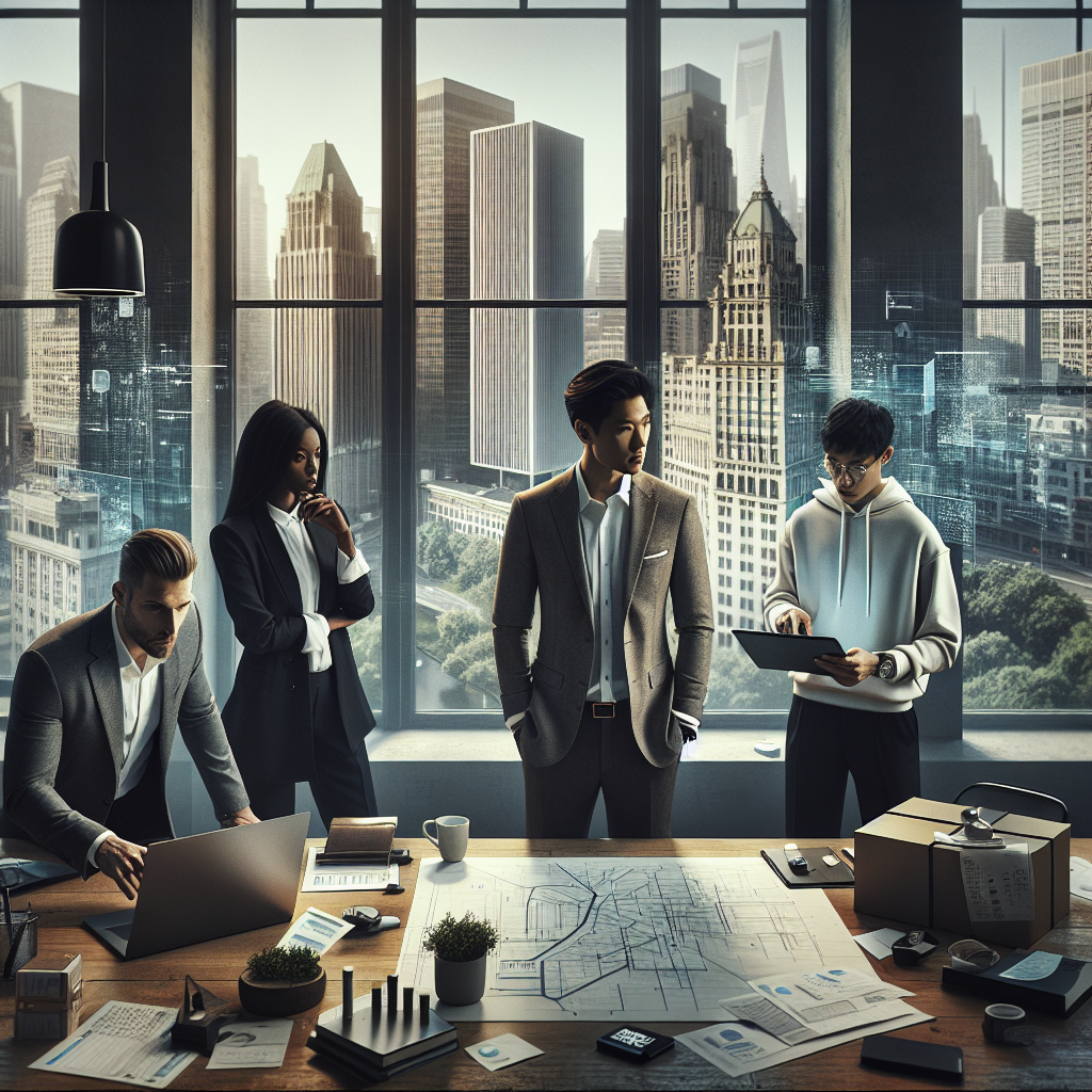 Unternehmer am Laptop vor Weltkarte plant Standortverlagerung und Steuerstrategie