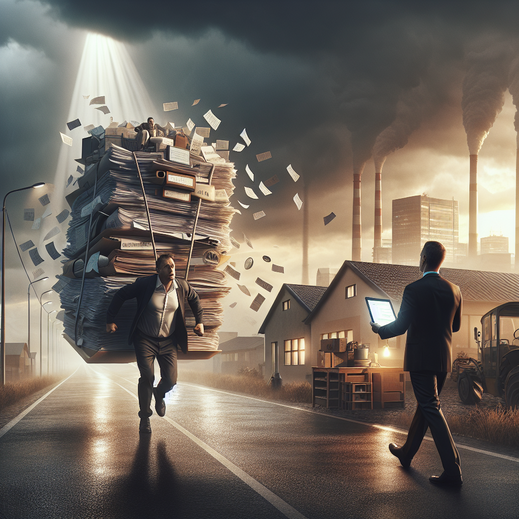 Taschenrechner neben Münzstapel und Diagramm auf Geschäftsunterlagen, mit deutscher Flagge im Hintergrund