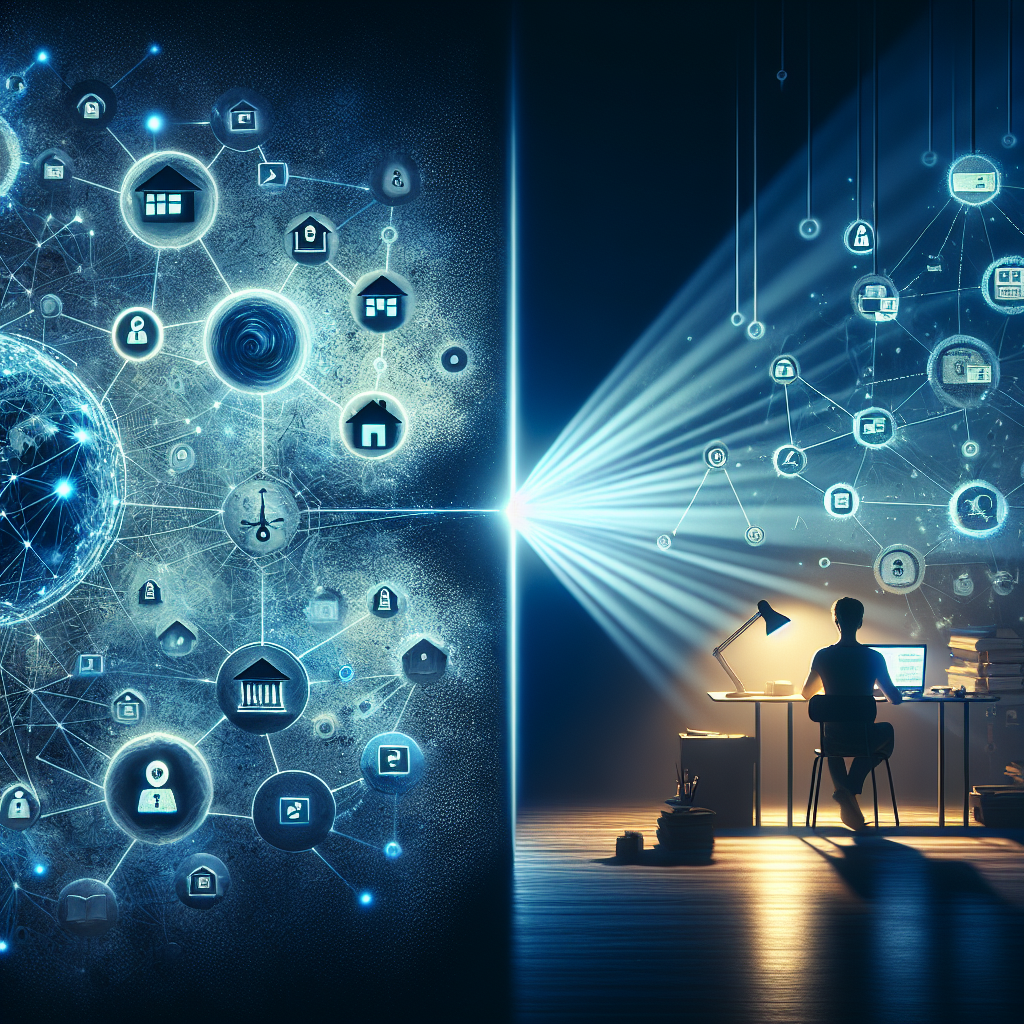 Laptopbildschirm mit Finanzdaten, EU‑Flagge und vernetztem digitalen Overlay zur Datenanalyse