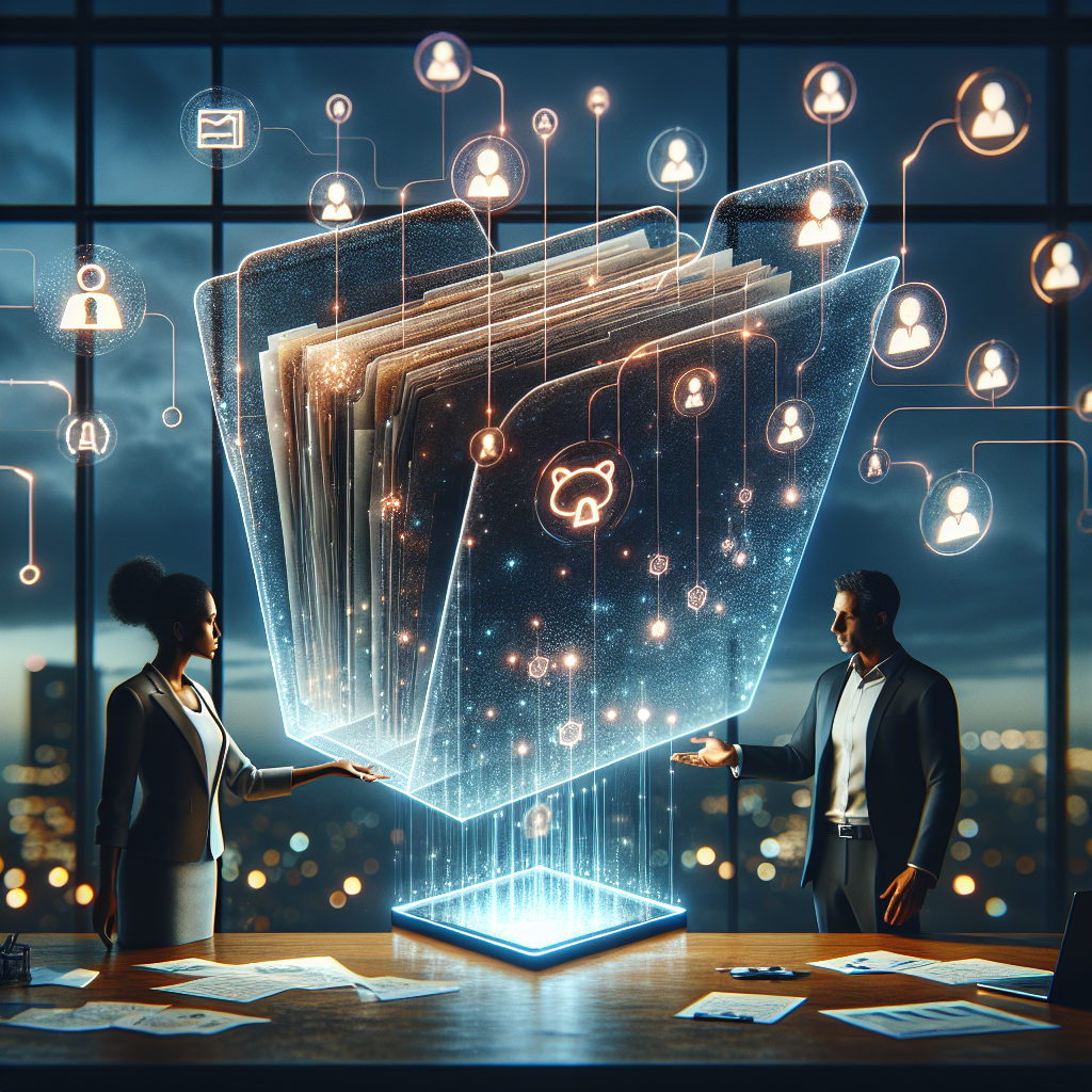 Laptopbildschirm mit digitaler Akte und Icons für Transparenzregister, Finanzamt und Compliance