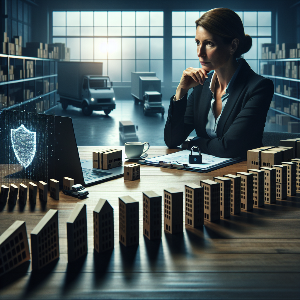 Fallende Dominosteine mit Fabrik-Symbolen und Zombie-Unternehmen-Etiketten