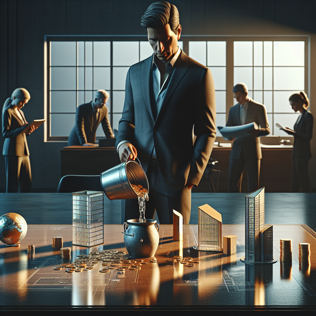 Unternehmer am Schreibtisch mit Laptop, Steuerunterlagen, Diagrammen und Notizen zu Holding und Stiftung