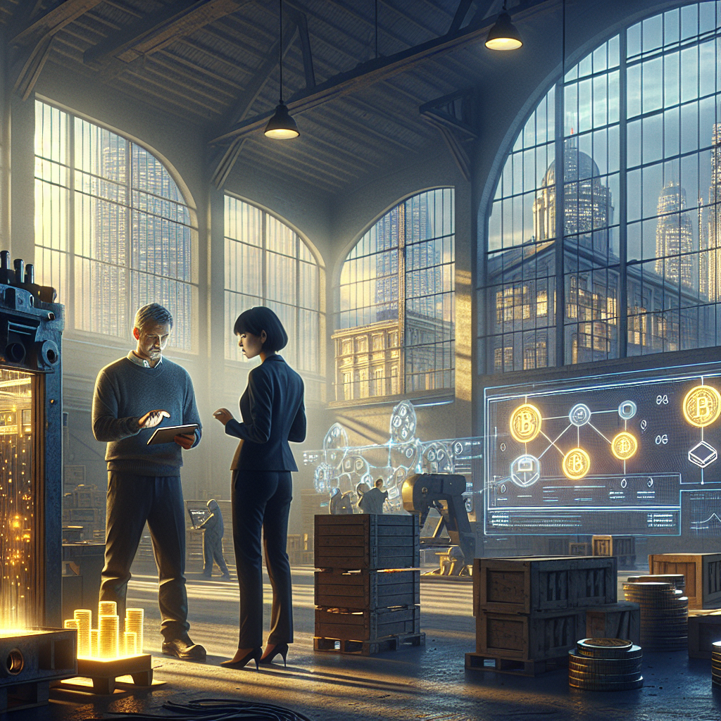 Mittelständischer Unternehmer prüft Finanzunterlagen vor Bankgebäude