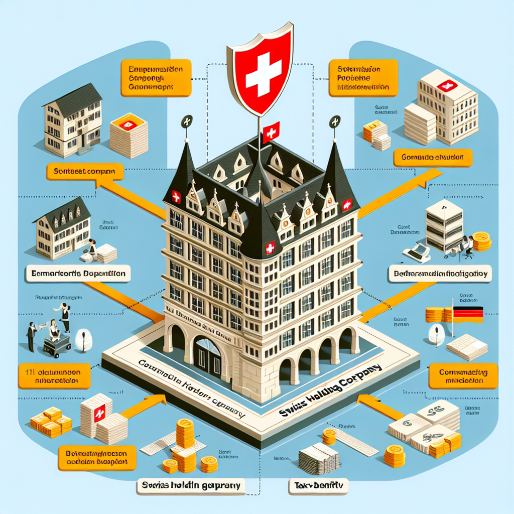 Grafik einer Schweizer Holdingstruktur mit Steuervorteilen und Schutz für deutsche Unternehmen