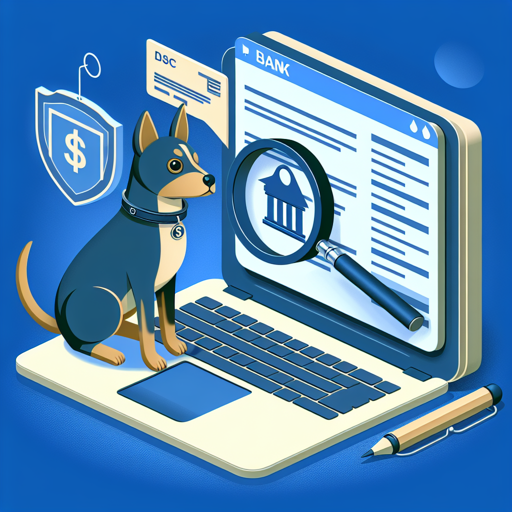 Laptop mit Transaktionsliste, Lupe und Bank-Icon zeigt Transaction Monitoring der Banken