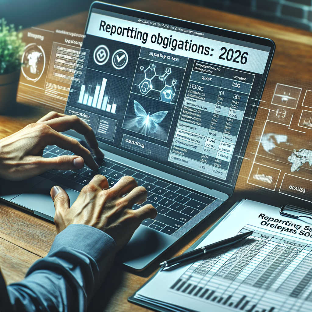 Person überprüft ESG- und Lieferkettendaten auf Laptop mit Diagrammen und Excel-Listen