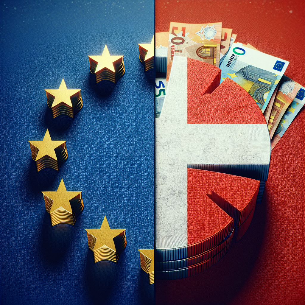 Zwei Teile: EU-Flagge links, Schweizer Flagge rechts, darunter Geldscheine