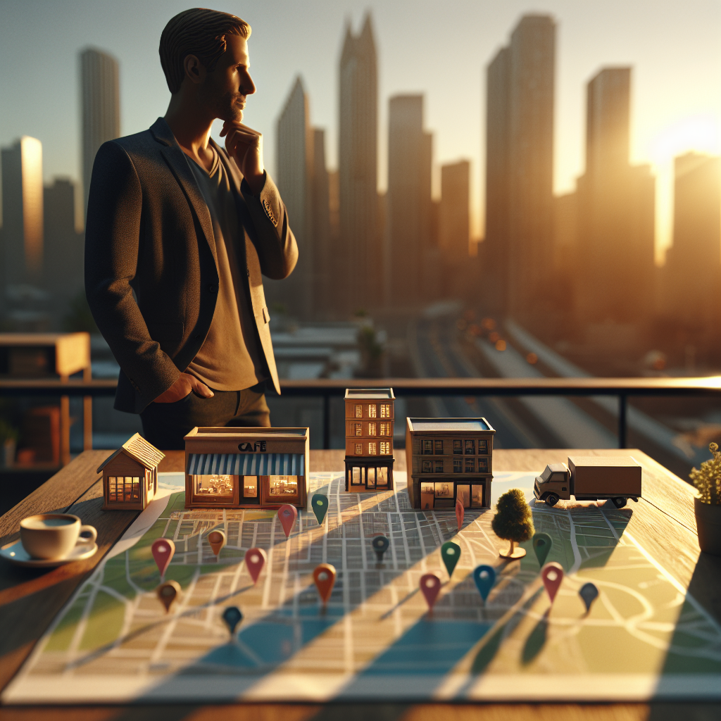 Geschäftsperson vor Wegweiser mit Schildern 'Holding', 'zweite Firma', 'Exit'