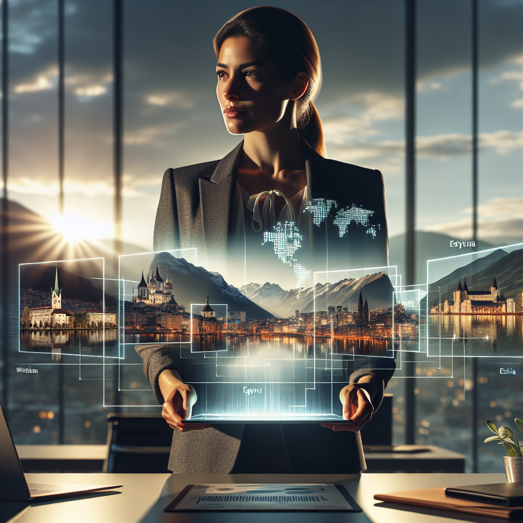 Weltkarte mit drei Standort-Pins auf Schweiz, Zypern und Estland