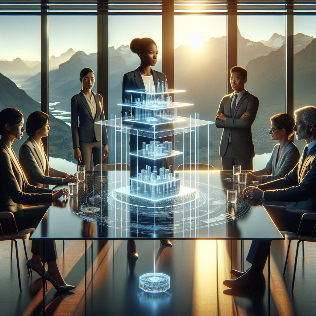 Grafik mit Firmensilhouetten, Schweizer Flagge und Organigramm zur Holdingstruktur