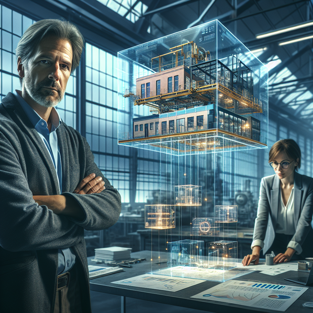 Unternehmer im Gespräch mit Bankberater, Laptop mit Finanzdiagramm und Kreditunterlagen sichtbar