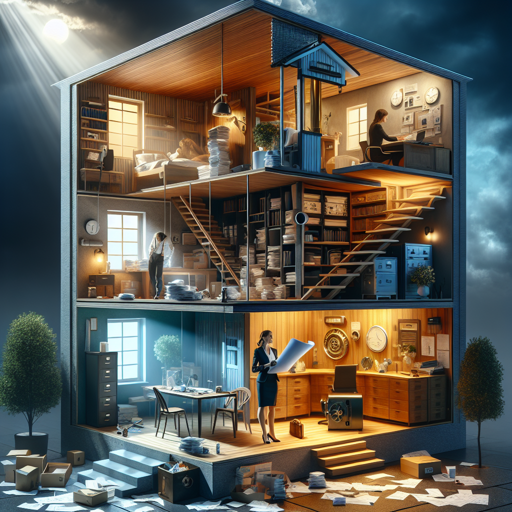 Geschäftsmann erläutert Holding-Diagramm auf Flipchart, Vermögensschutz und Haftungsabgrenzung sichtbar