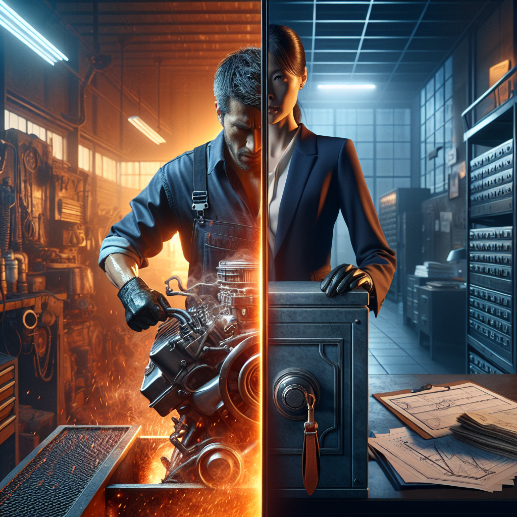 Geteilte Illustration: links Motor mit LLC, rechts Schutzschild mit Holding und Schloss