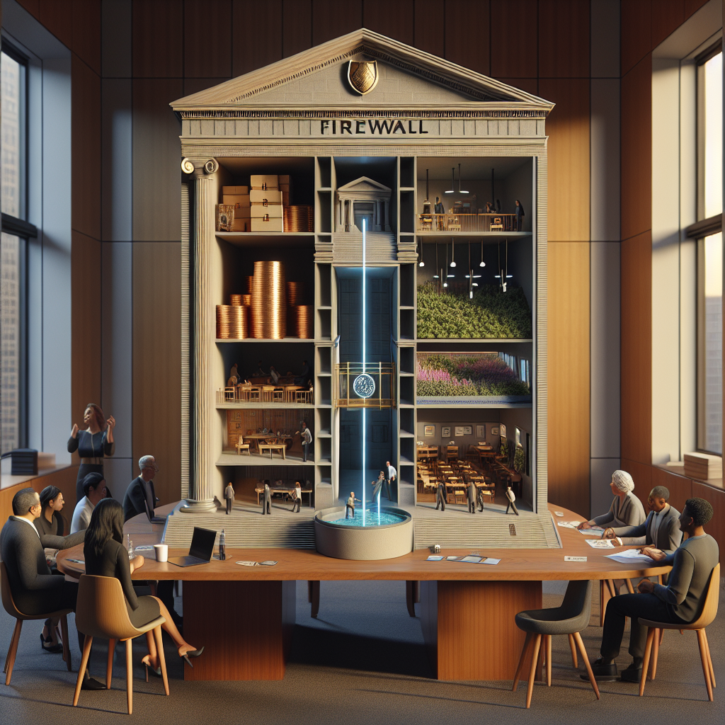 Organigram mit Holding oben, mehreren LLCs und einem Verein, Icons für Schutz und Cashflow