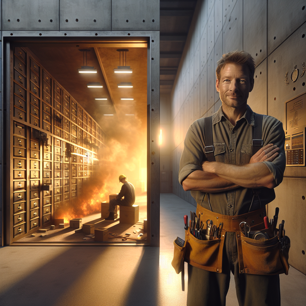 Grafik eines Hauses mit Brandschutzwänden, abgetrennten Geldstapeln und Firmen-Icons, symbolisiert Holding, Vermögensschutz und Liquidität.