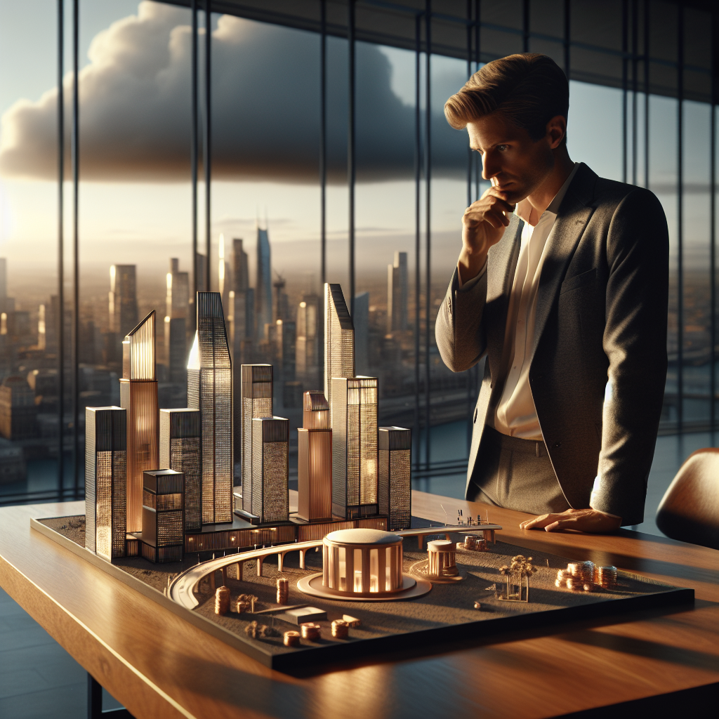 Unternehmer zeigt Organigramm mit Holding, operativer GmbH, Immobilien und Marken